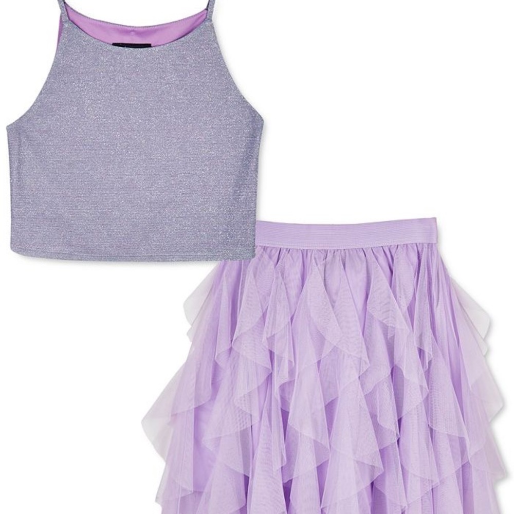 Beautees
BCX Big Girls 2-Pc. Glitter Top & Ruffled Skirt Set